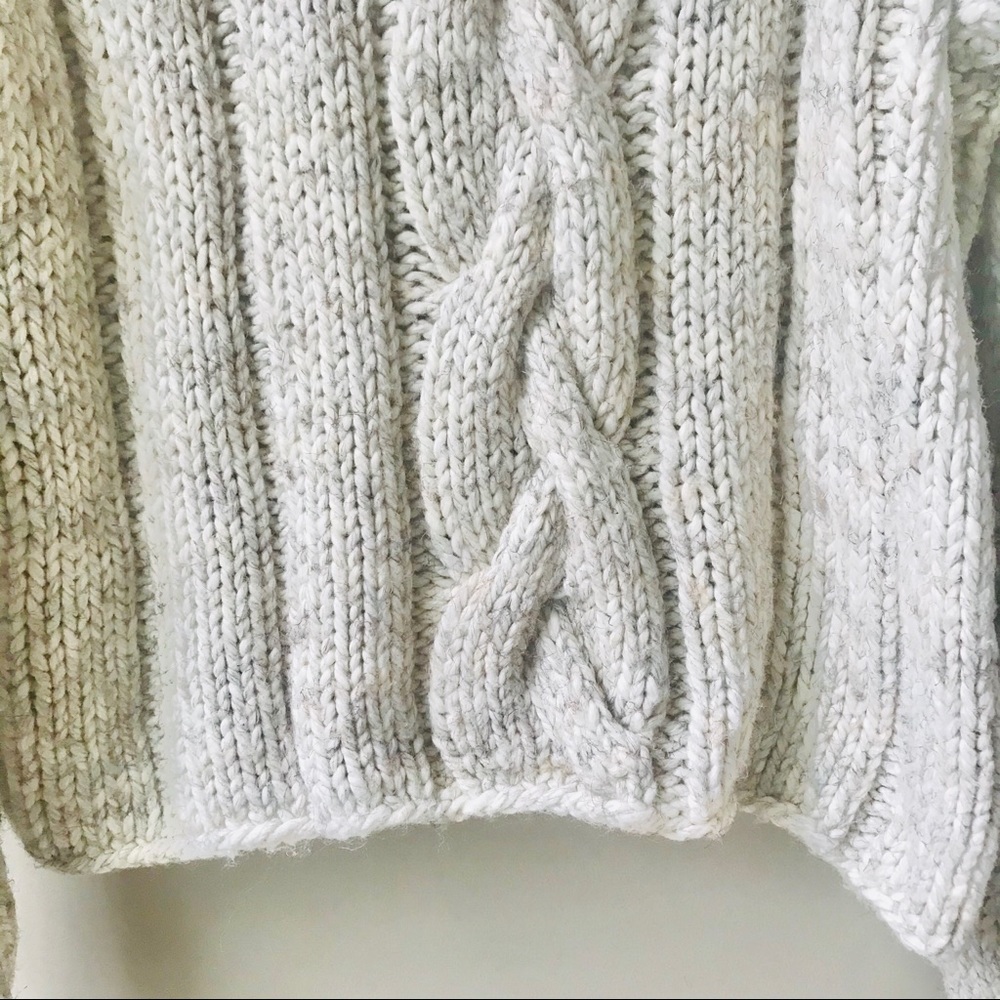 Vintage Hand Knit Chunky Sweater Size Med Oatmeal - Picture 10 of 11